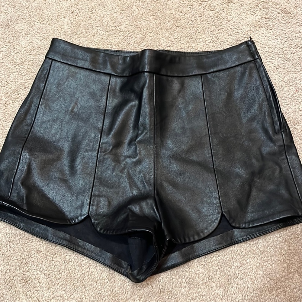 High waisted leather shorts